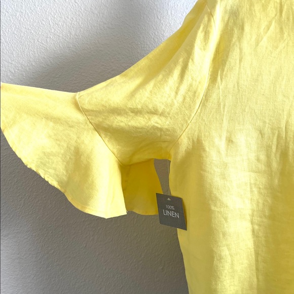 For Cynthia Linen Ruffle Sleeve Plus Size Top - Picture 3 of 6